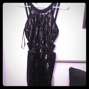 Sequined black bebe dress